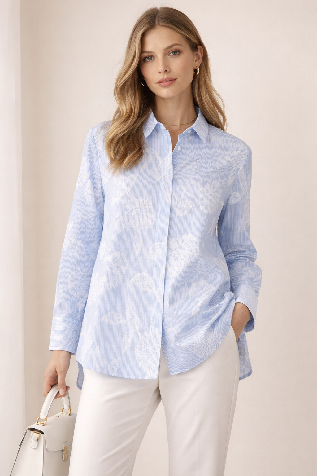 Streifen-Blusenshirt Blau | Weiß