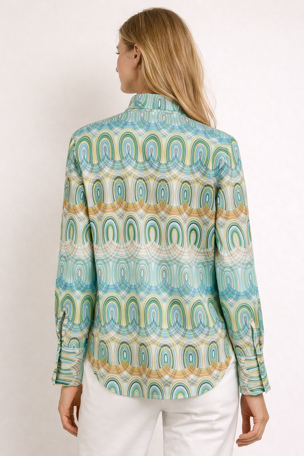 Statement-Blusenshirt „Retro-Print“ GRÜN/BLAU/BRAUN/CREME