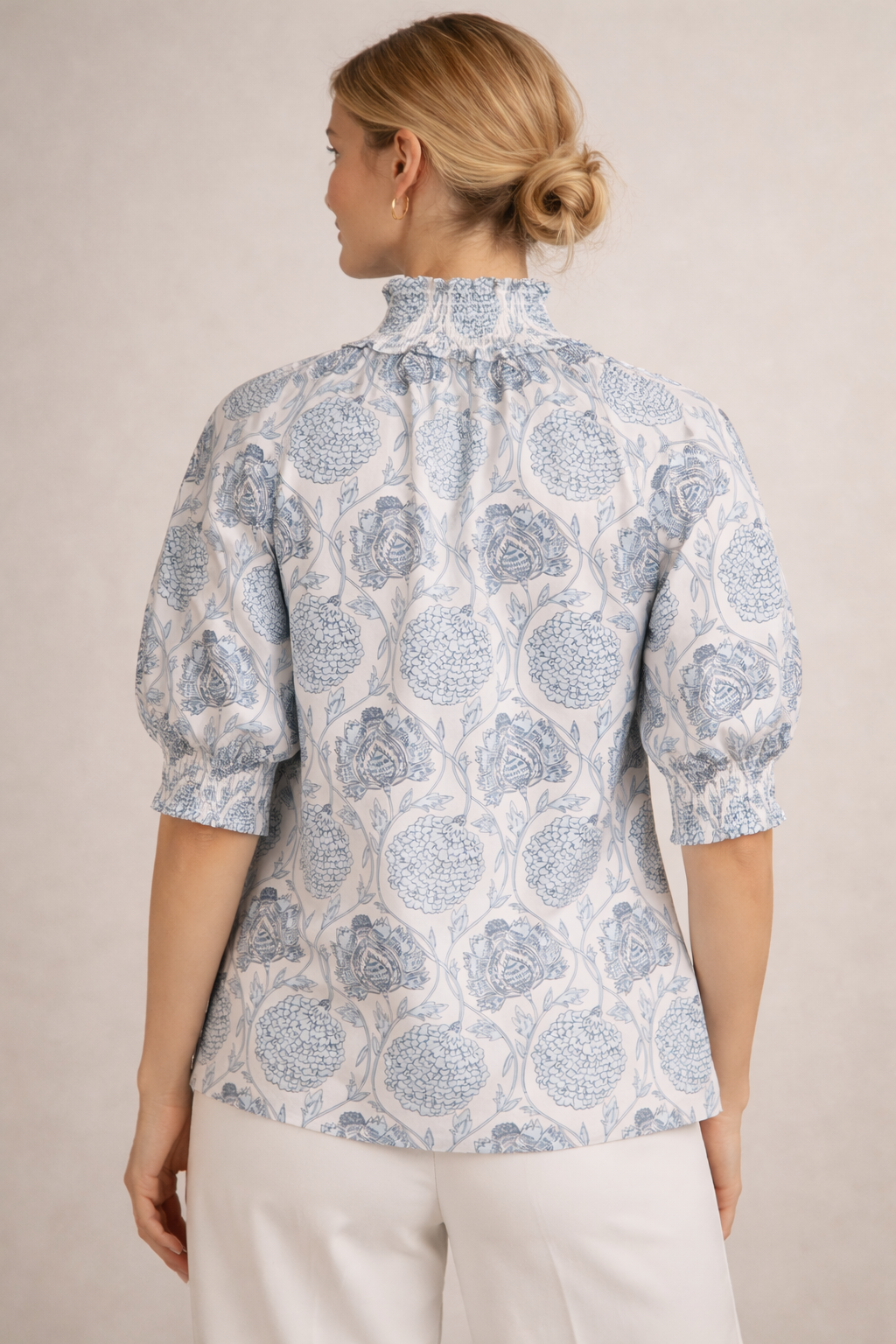Blusenshirt „Florale“ Weiß | Blau