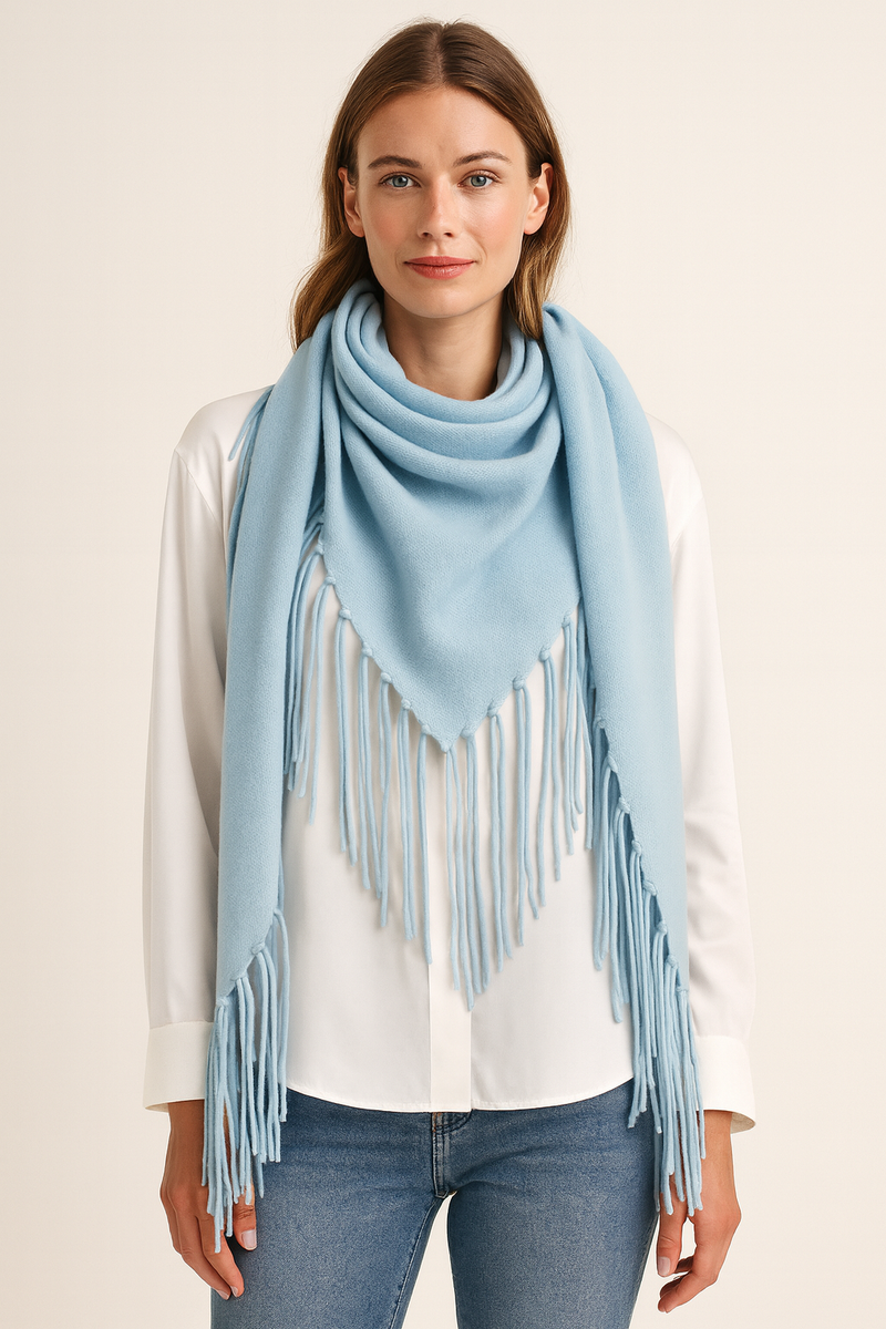 Dreieckstuch „Fransen“ Hellblau