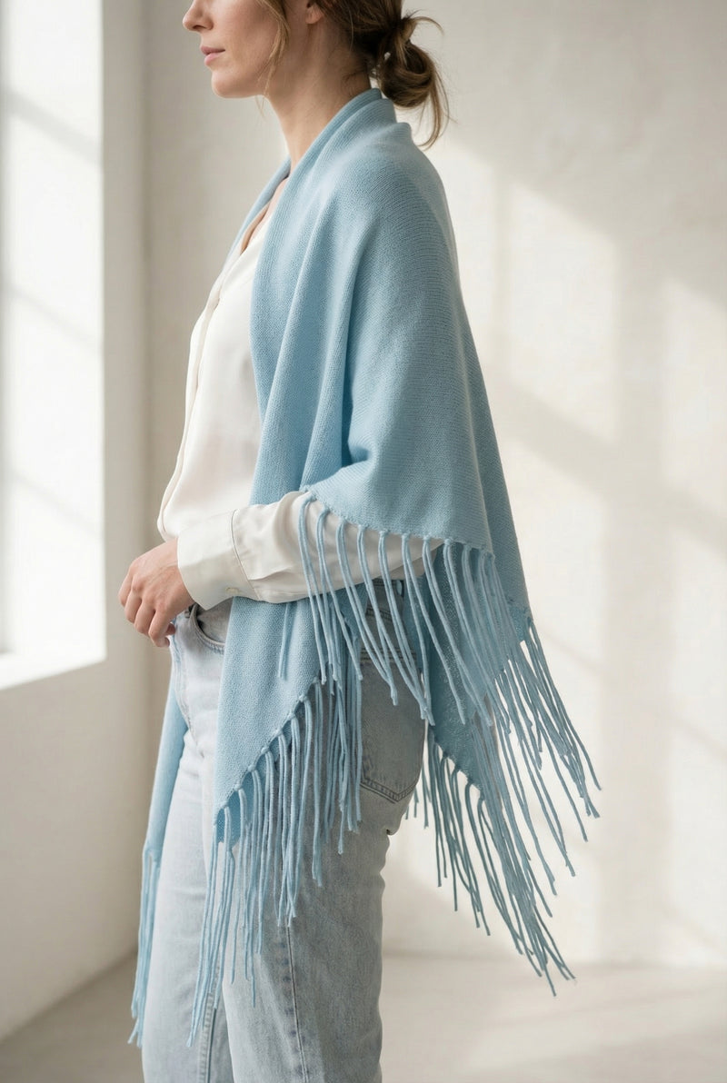 Dreieckstuch „Fransen“ Hellblau