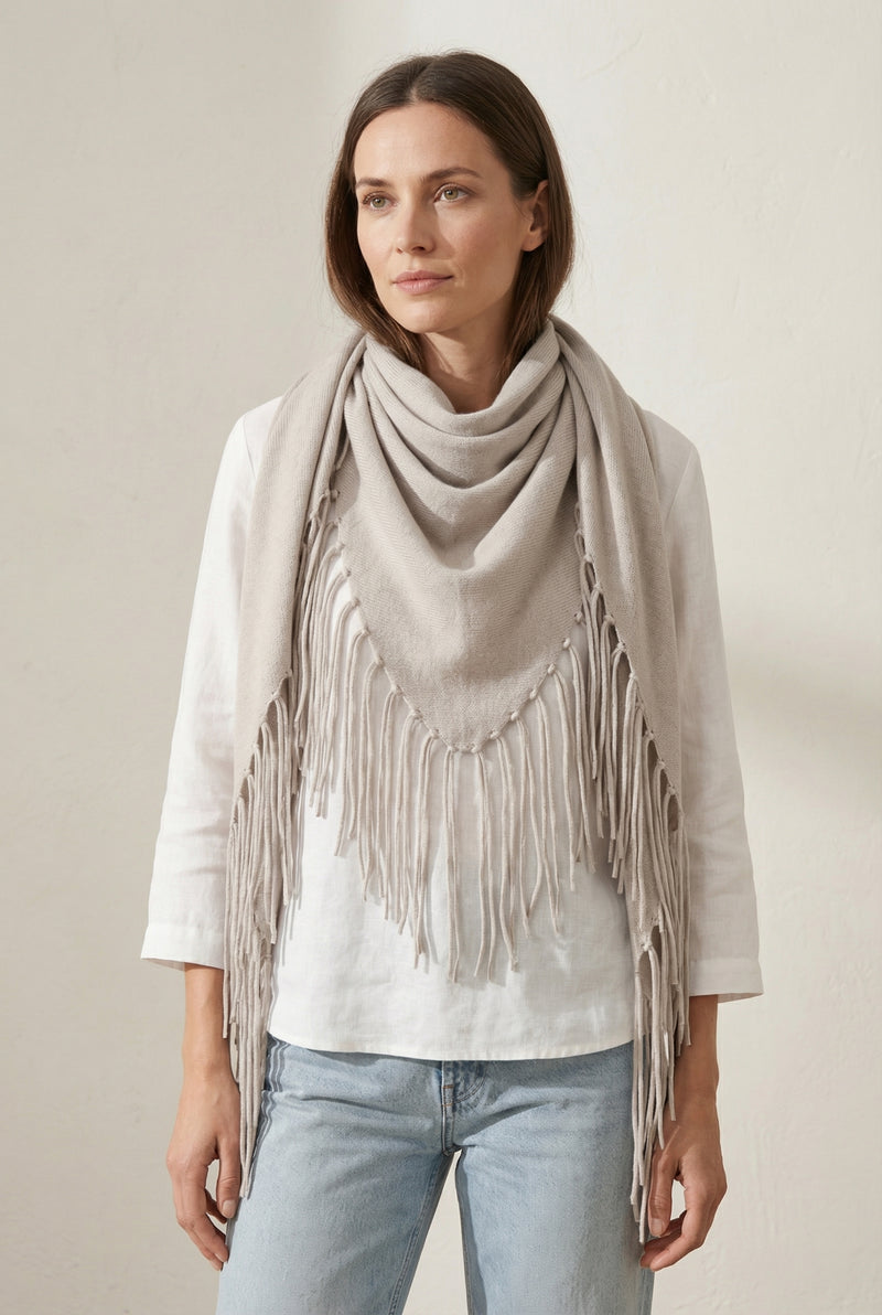 Dreieckstuch „Fransen“ Taupe