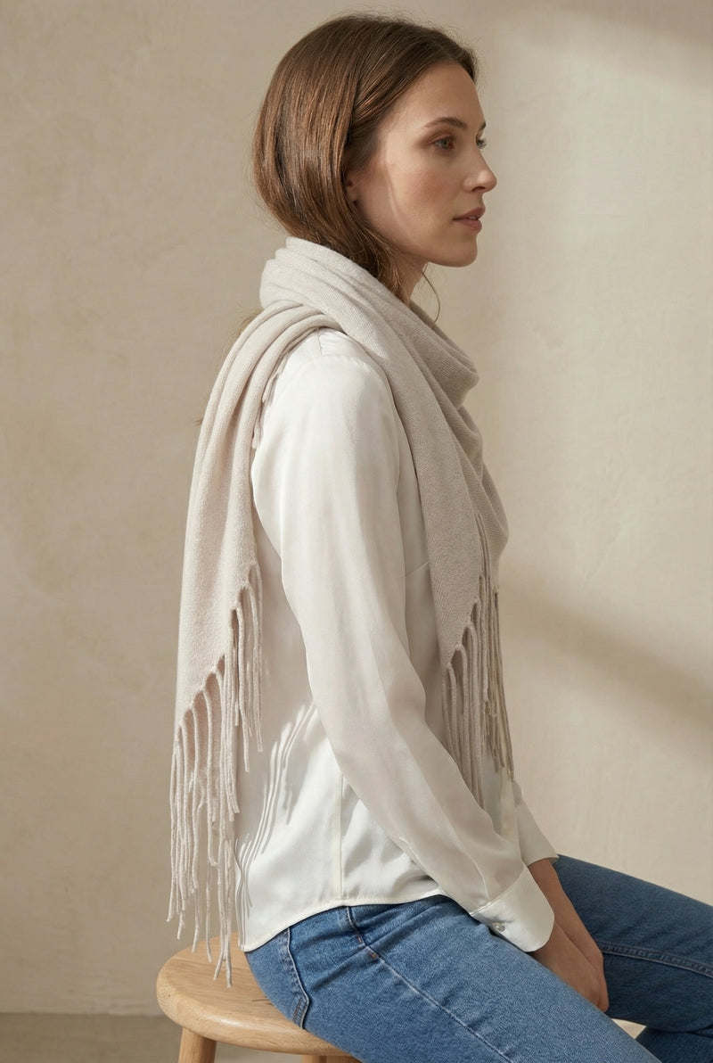 Dreieckstuch „Fransen“ Taupe