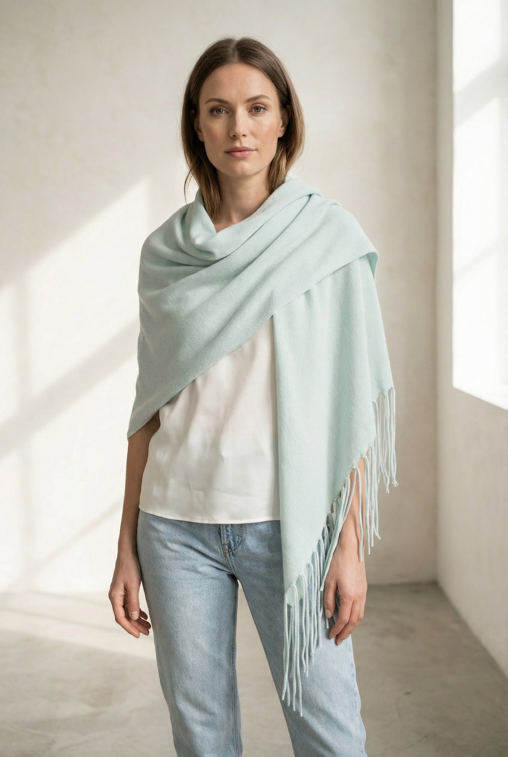 Dreieckstuch „Fransen“ Mint