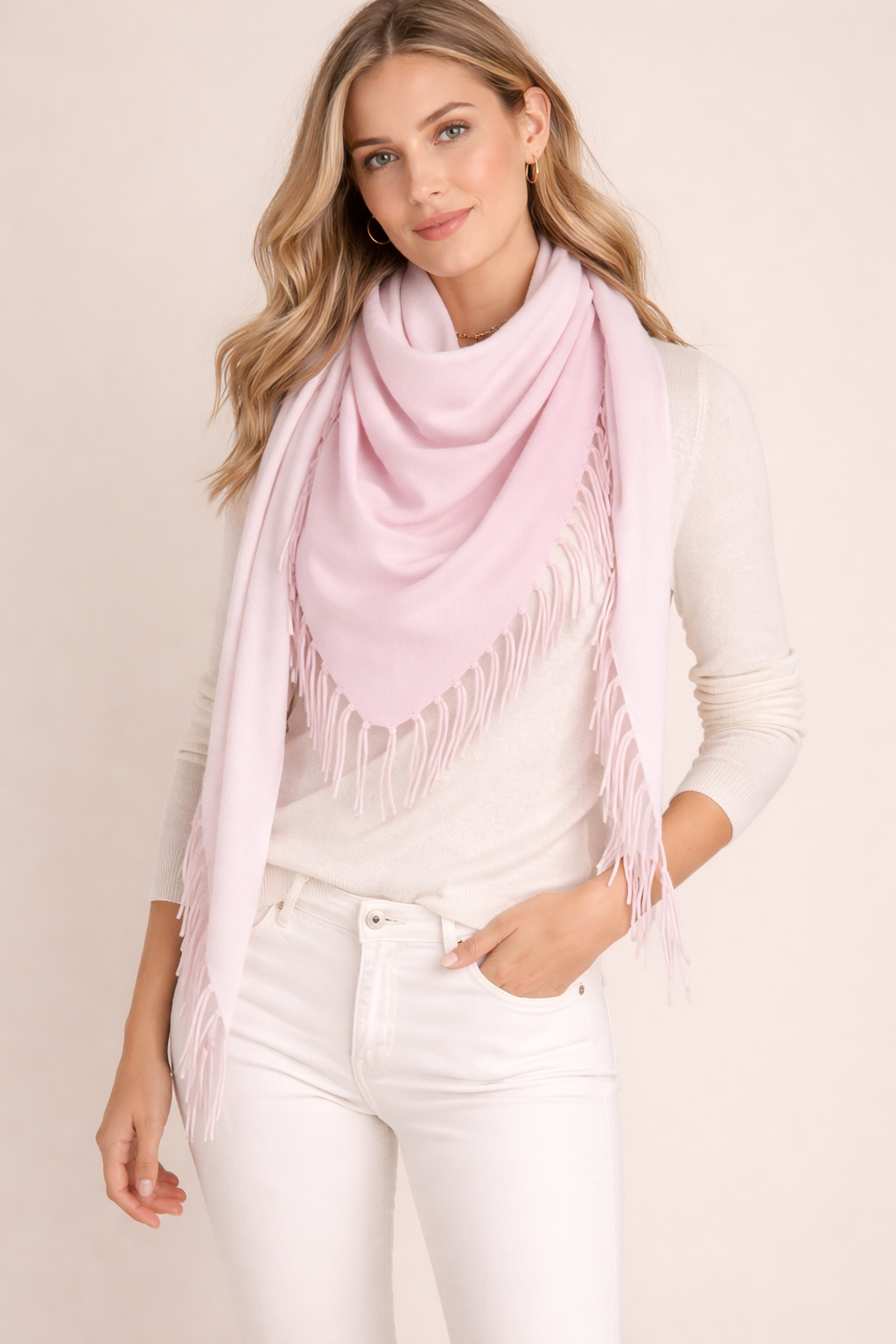 Dreieckstuch „Fransen“ Farbverlauf Rosa