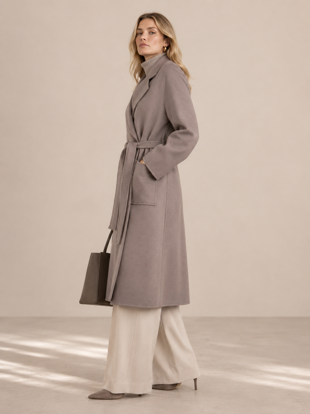 Statement-Wollmantel „Stella“ Grau | Taupe