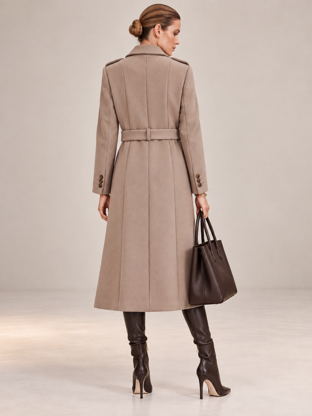 Zeitloser Wollmantel „Sophia“ Helles Taupe