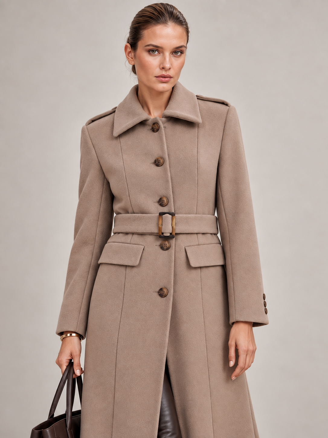 Zeitloser Wollmantel „Sophia“ Helles Taupe