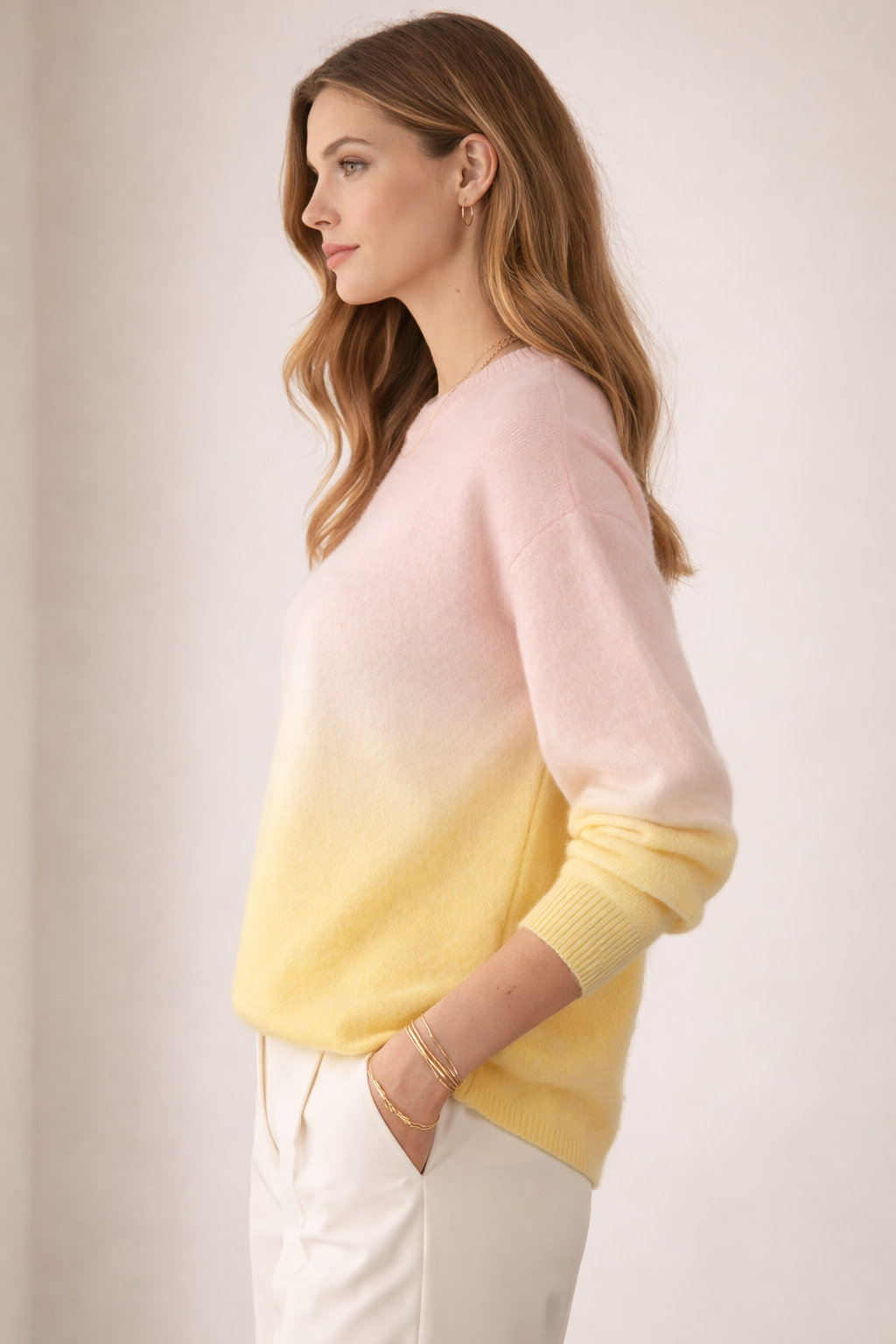 Pullover „Ombré“ Gelb | Rosa