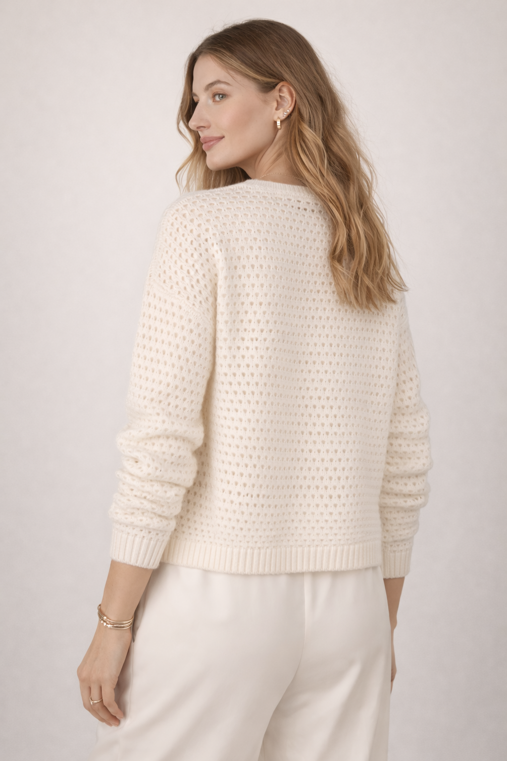 Pullover „Lochmuster“ Offwhite