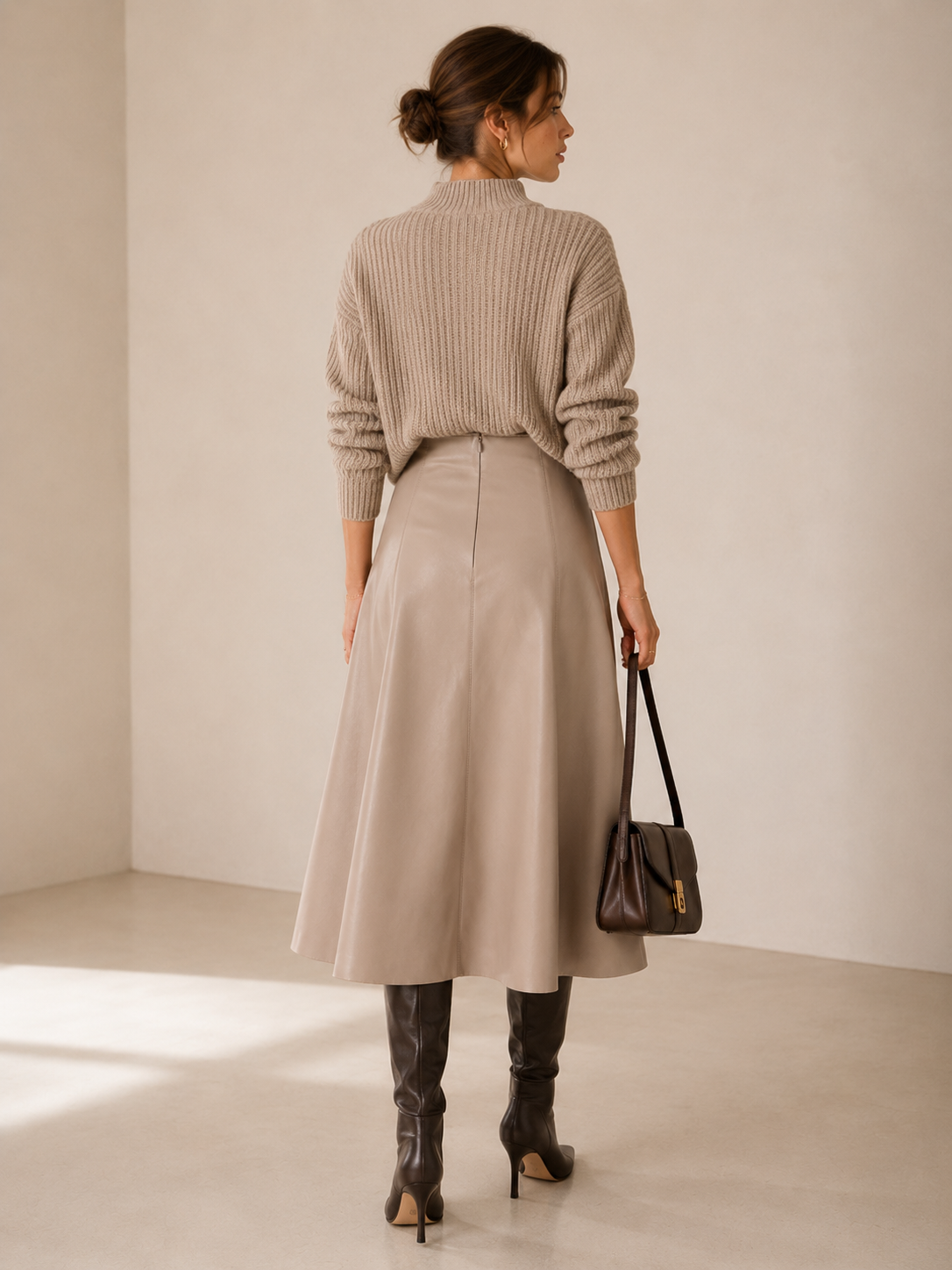 Lederimitat-Rock "Rania" Softem Beige / Taupe