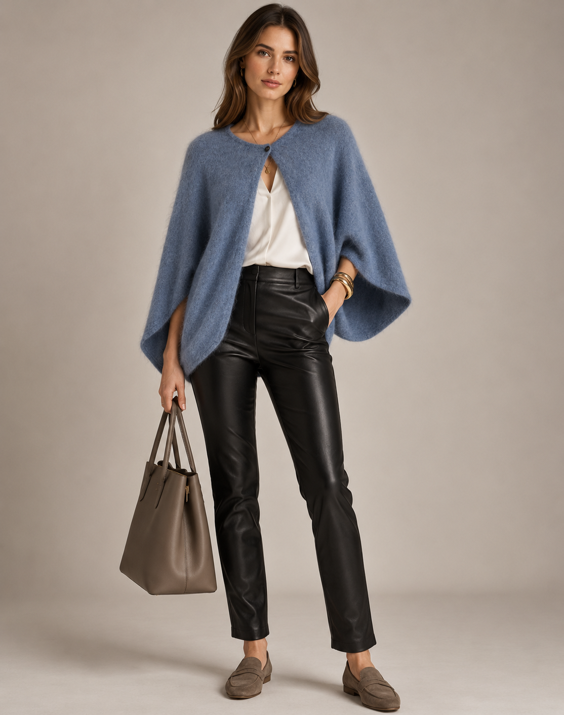 Kaschmir-Strickjacke „LENA“ Jeansblau