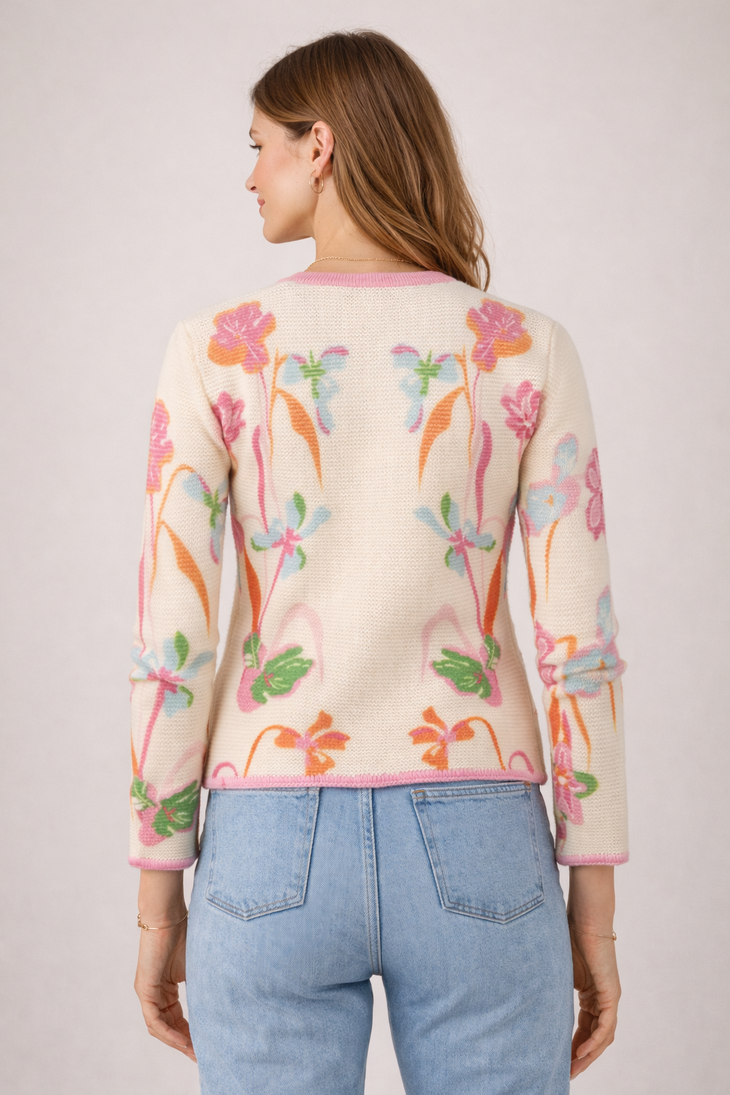 Strickjacke „Floral“ Creme | Multicolor