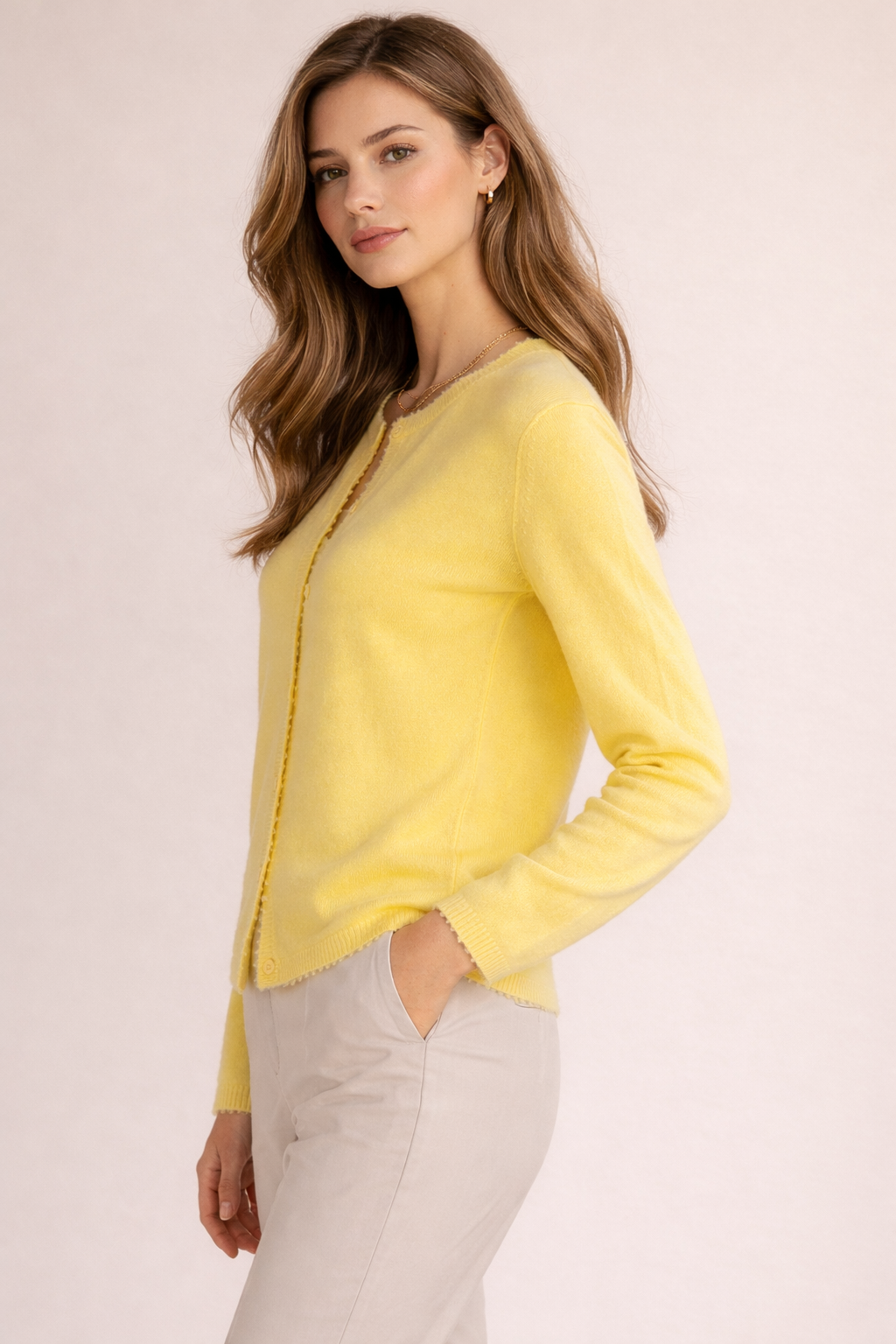 Kaschmir Strickjacke Gelb