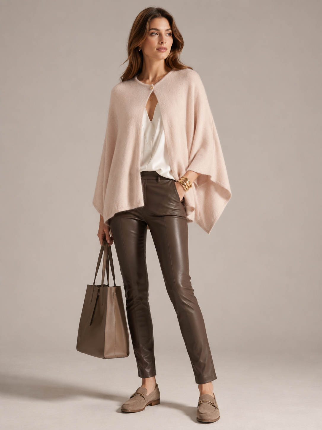 Kaschmir-Strickjacke „LENA“ Hellbeige