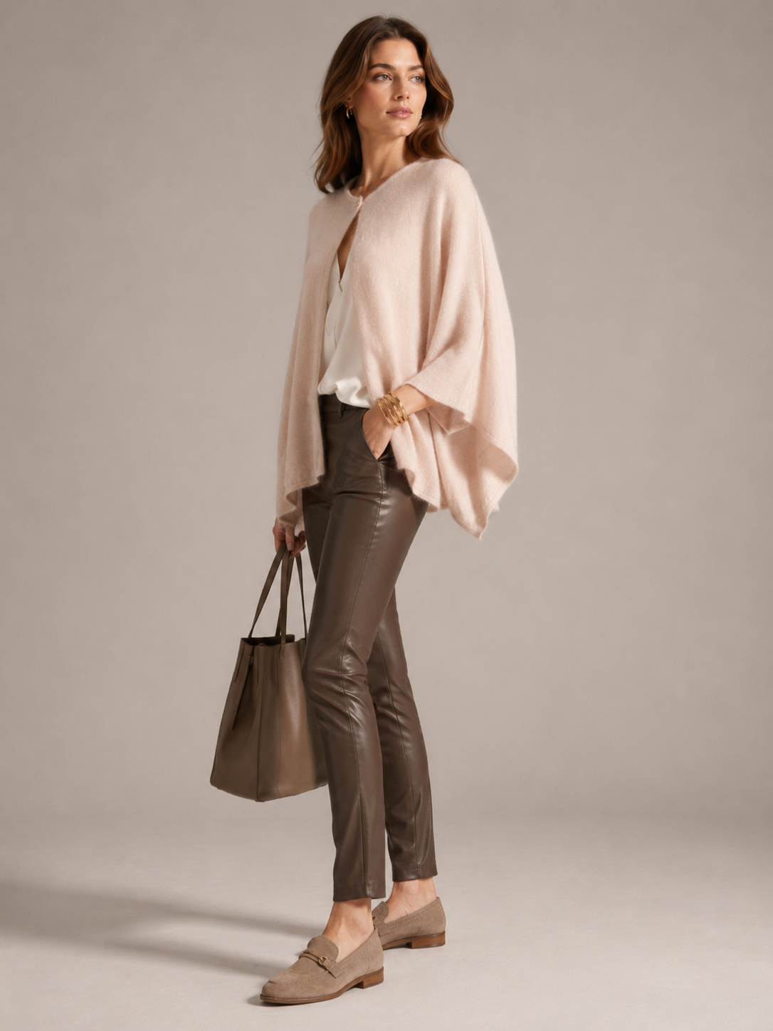 Kaschmir-Strickjacke „LENA“ Hellbeige