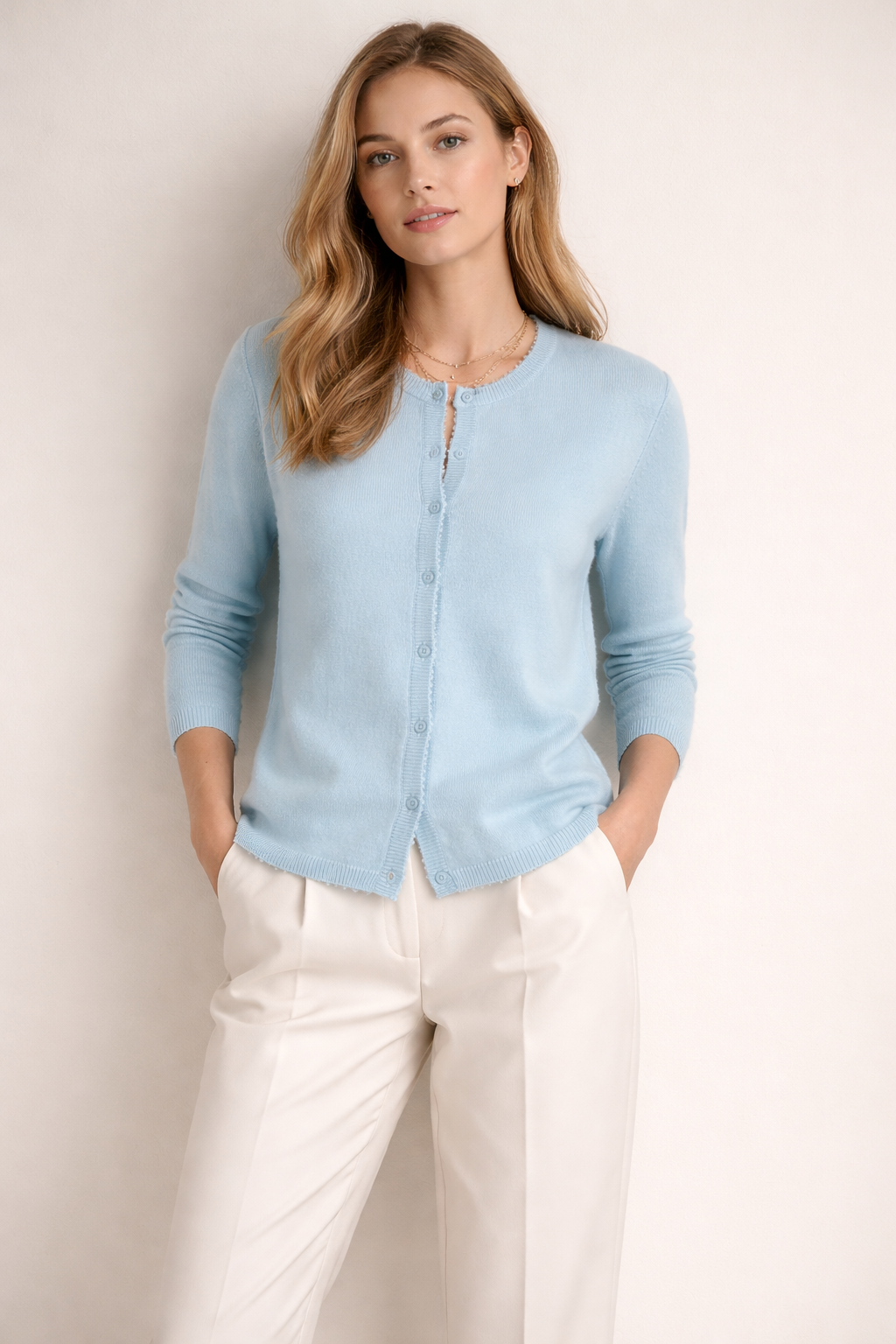 Kaschmir Strickjacke Hellblau