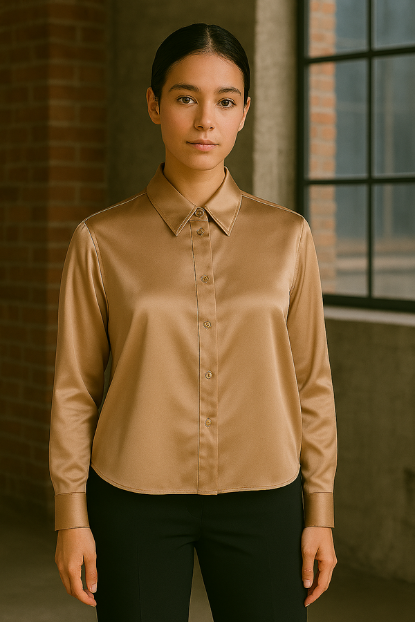 Seiden Bluse Beige