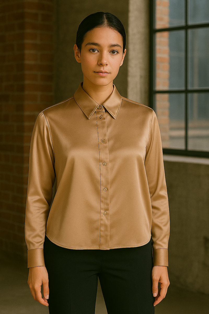 Seiden Bluse Beige