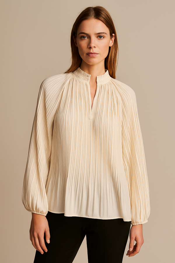 Bluse „Plisseefalten“ Vanille