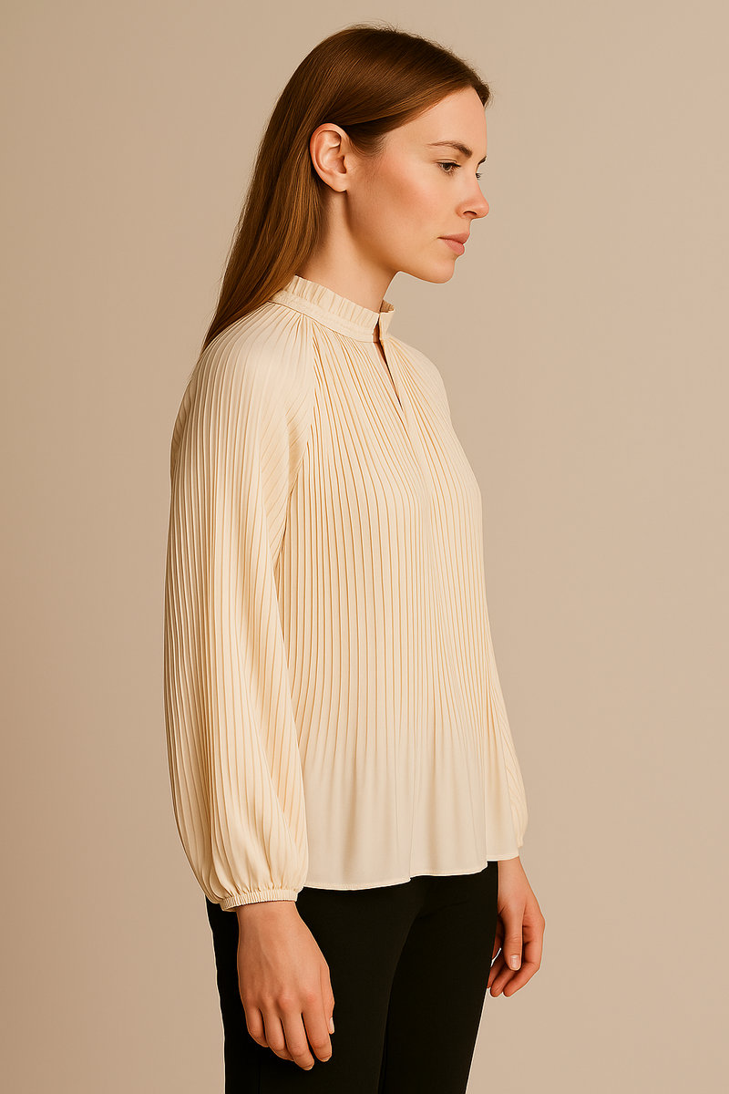 Bluse „Plisseefalten“ Vanille
