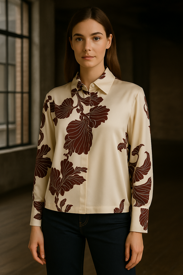 Seiden Bluse „Gingo“ Creme | Barolo