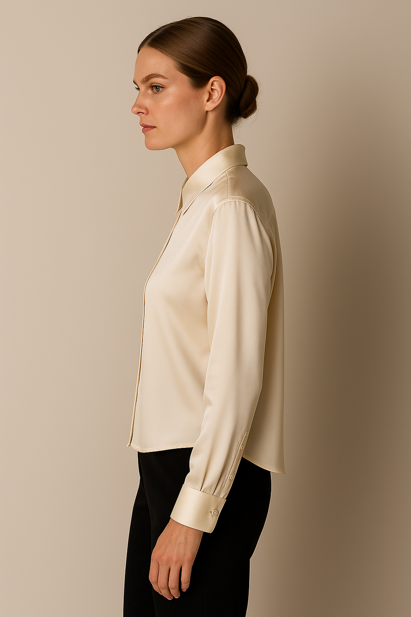 Seiden Bluse Vanille