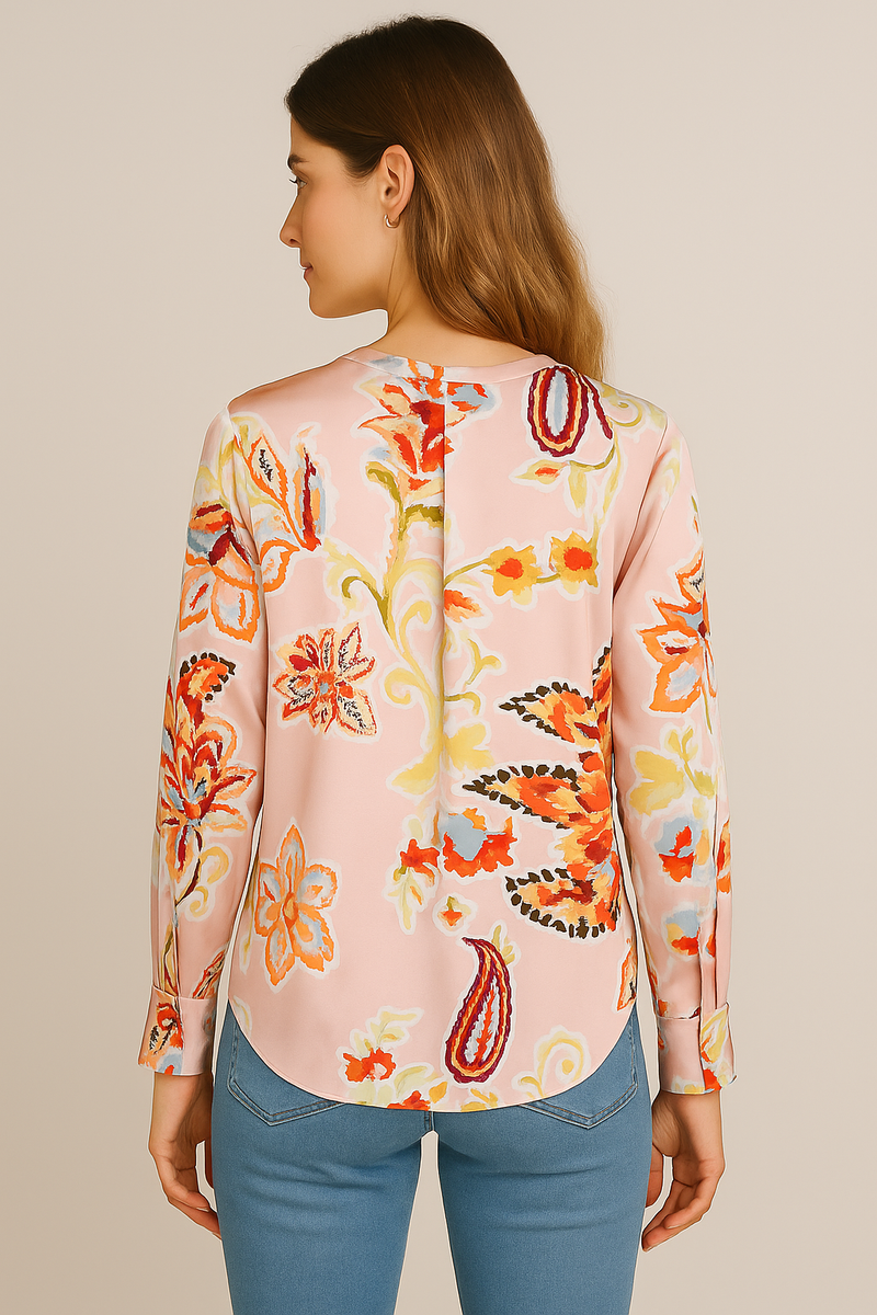 Seidenbluse „Paisley“ Rosa | Multicolor