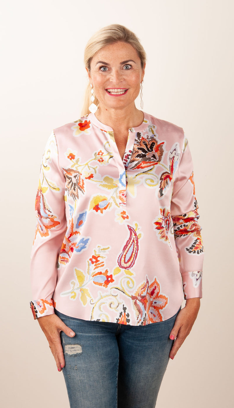 Seidenbluse „Paisley“ Rosa | Multicolor