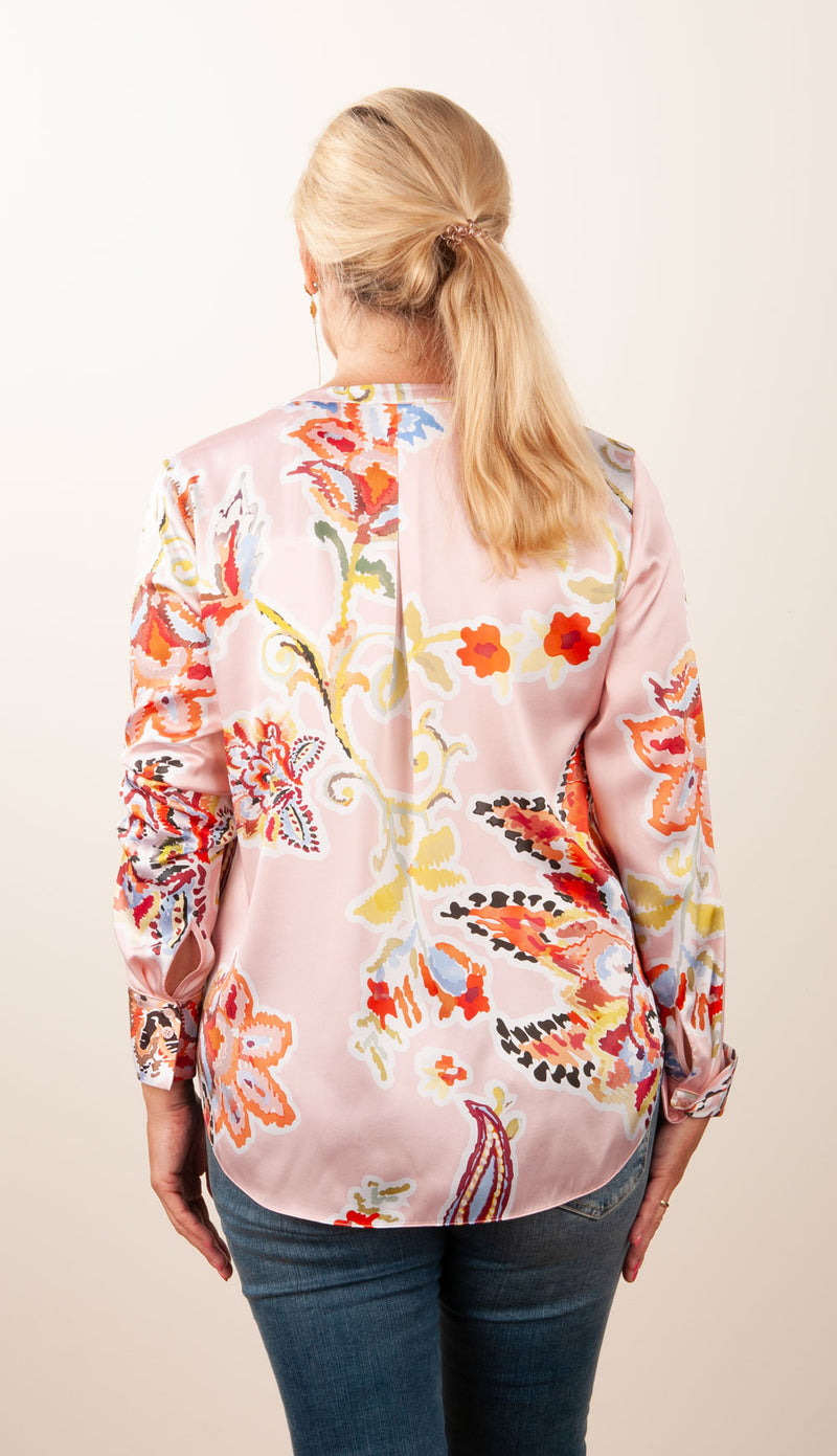 Seidenbluse „Paisley“ Rosa | Multicolor