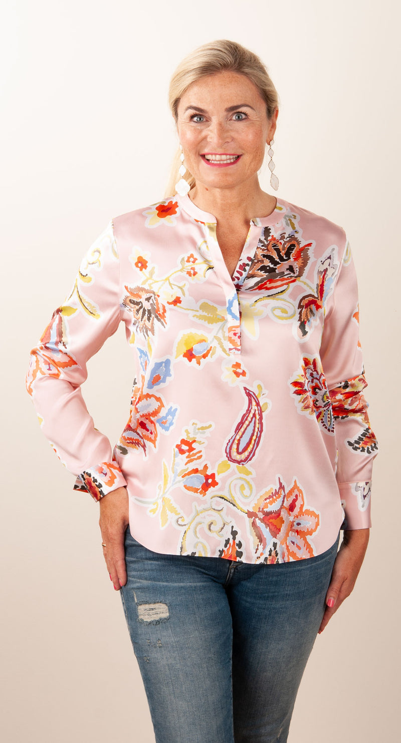 Herzensangelegenheit Seidenbluse „Paisley“ Rosa | Multicolor