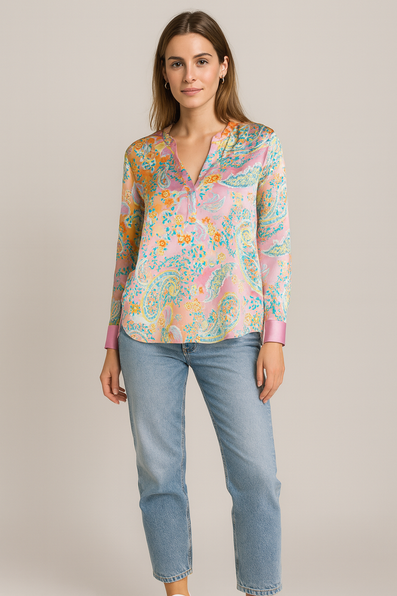 Bluse Rosa | Gelb | Multicolor