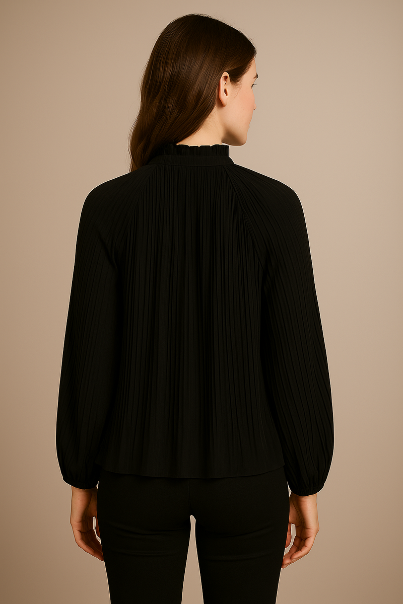 Bluse „Plisseefalten“ Schwarz