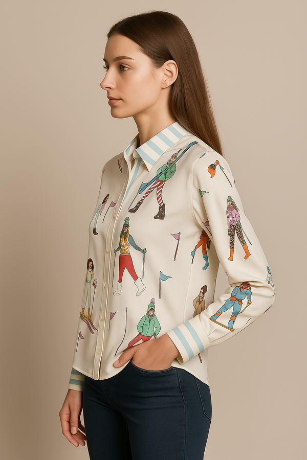 Seiden Bluse „Ski“ Offwhite | Multicolor