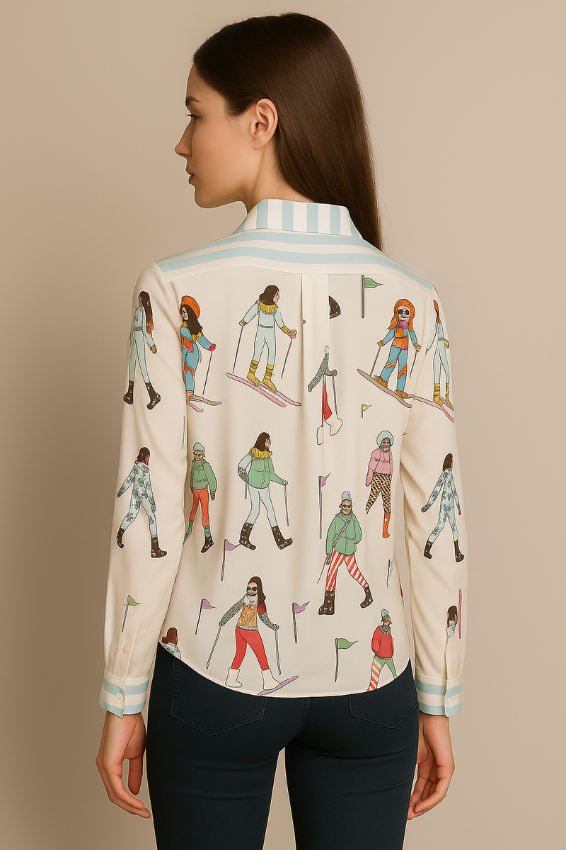 Seiden Bluse „Ski“ Offwhite | Multicolor