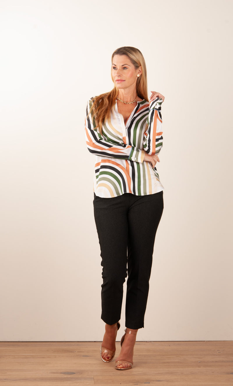 Bluse Weiß | Grün | Multicolor