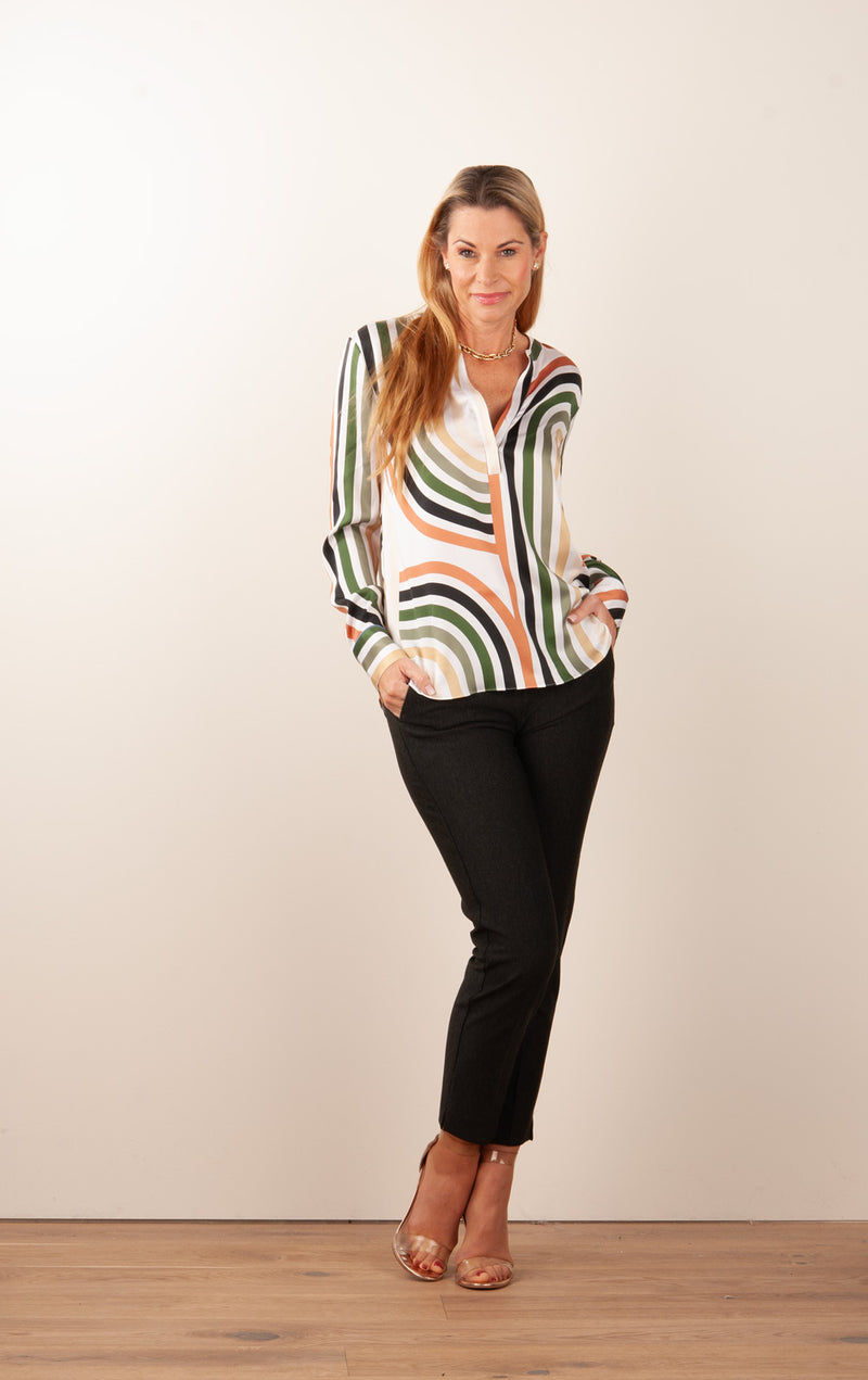 Bluse Weiß | Grün | Multicolor
