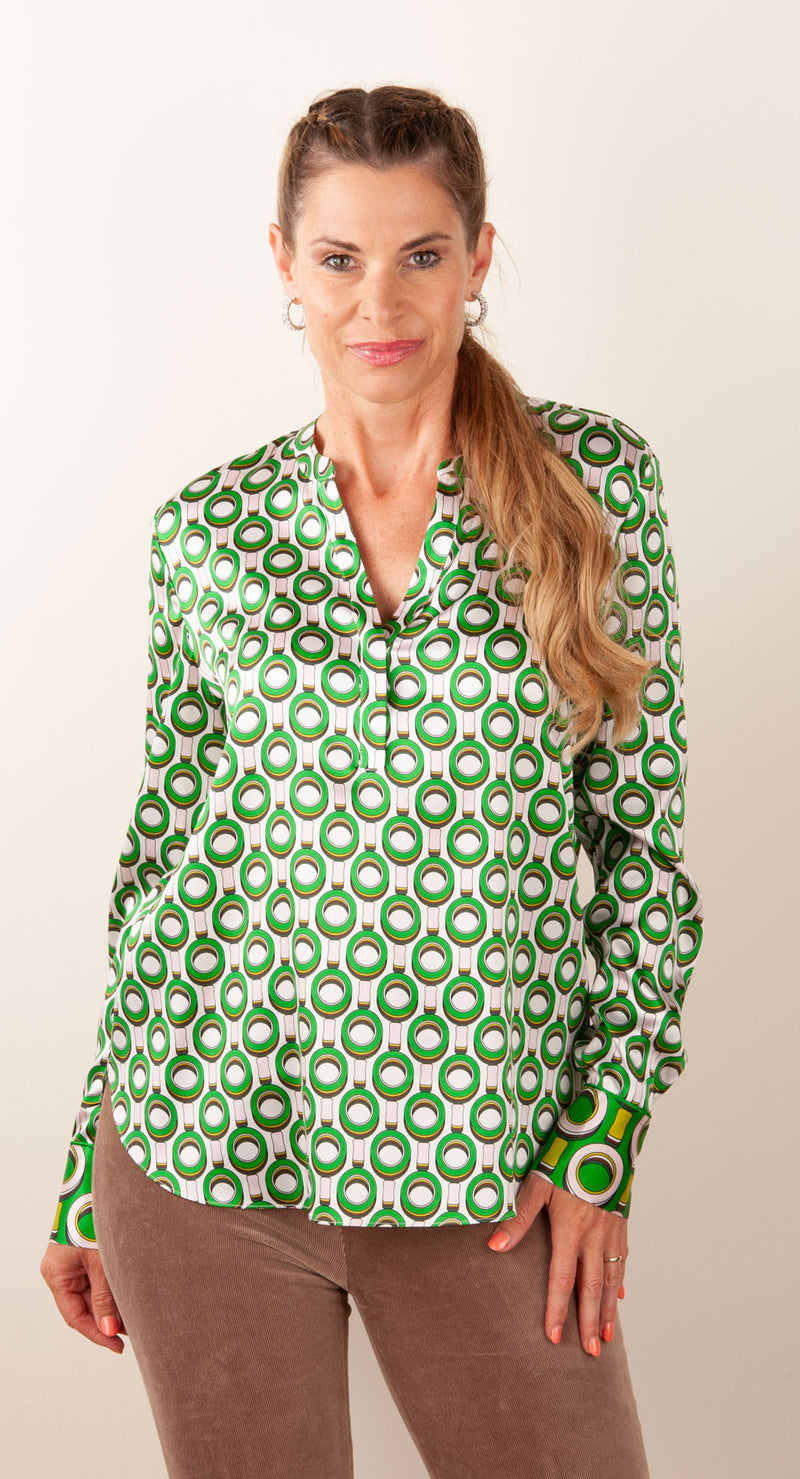 Bluse Weiß | Grün | Multicolor