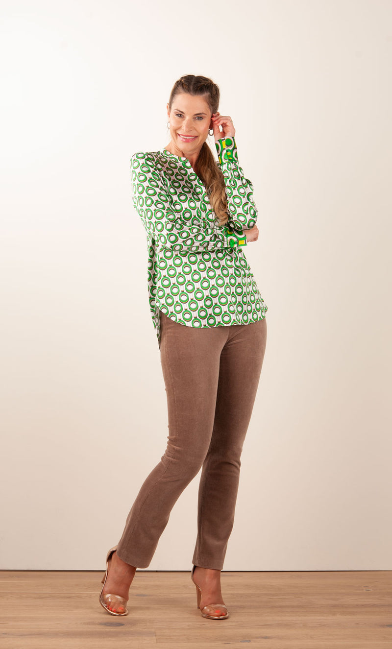 Bluse Weiß | Grün | Multicolor