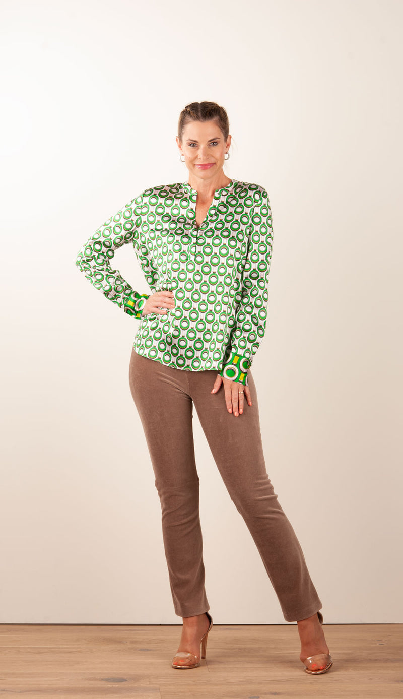 Bluse Weiß | Grün | Multicolor