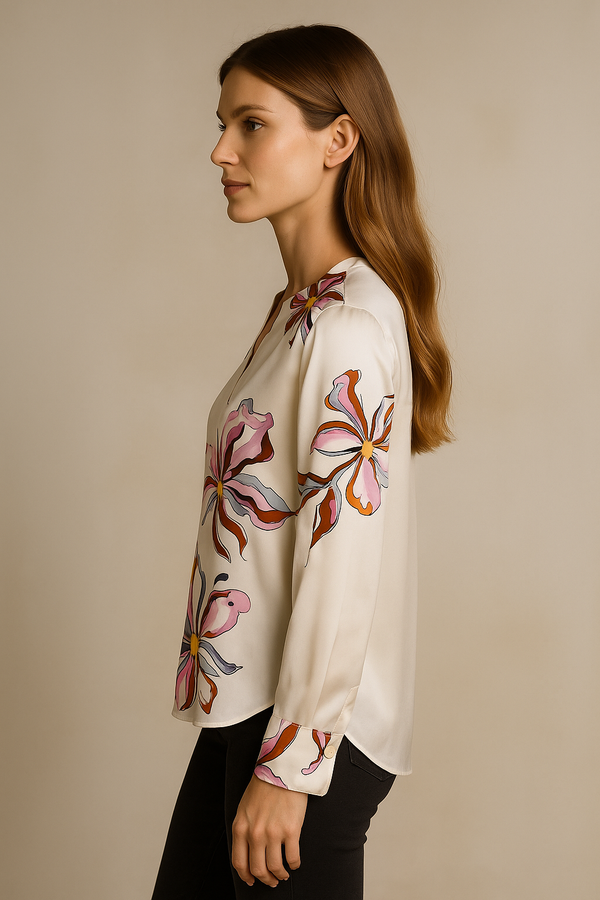 Bluse „Blumen“ Weiß | Multicolor