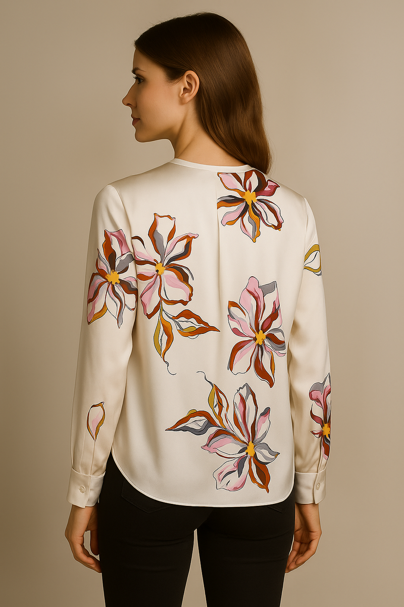 Bluse „Blumen“ Weiß | Multicolor