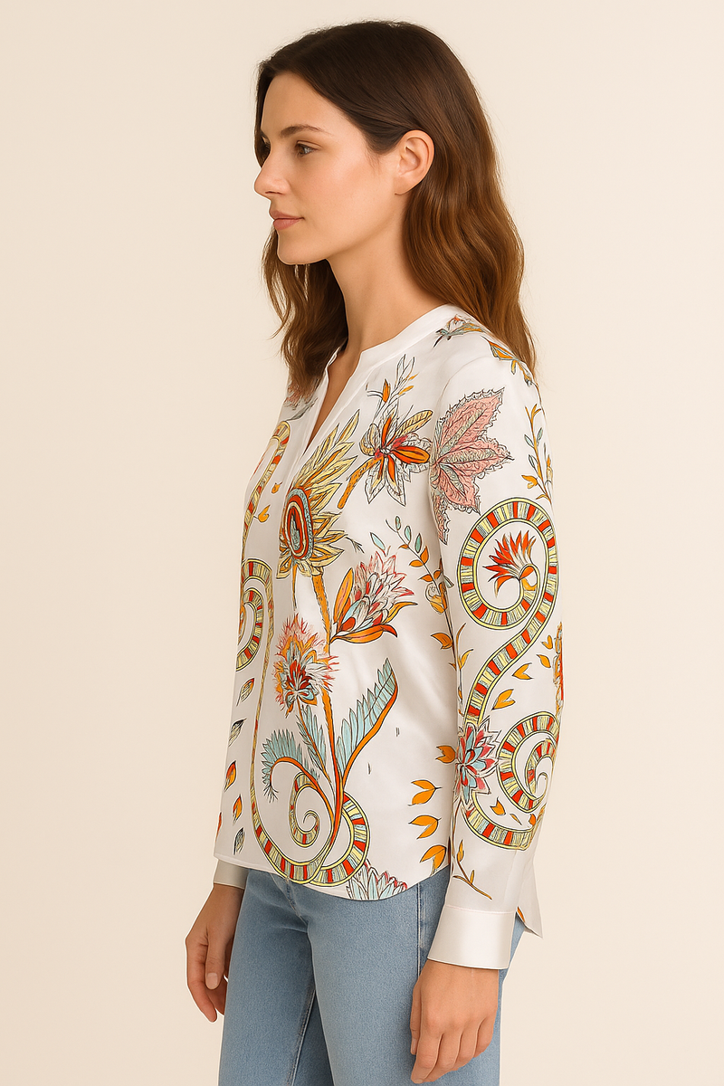 Bluse Weiß | Rot | Multicolor