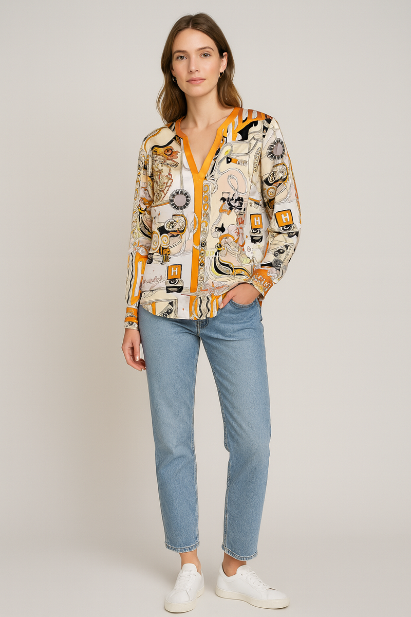 Bluse Beige | Orange | Multicolor