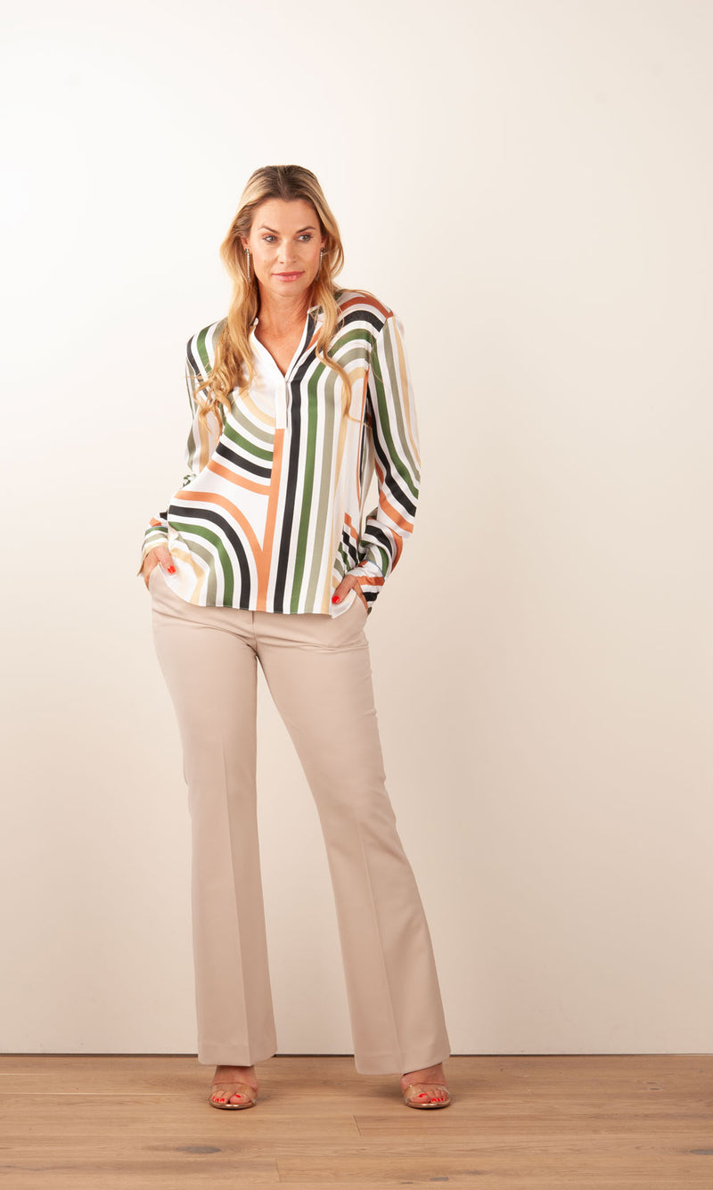 Bluse Weiß | Grün | Multicolor