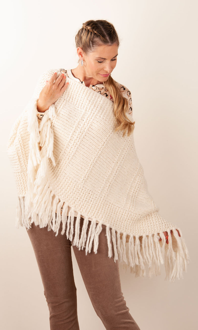 Poncho | Pullover Creme