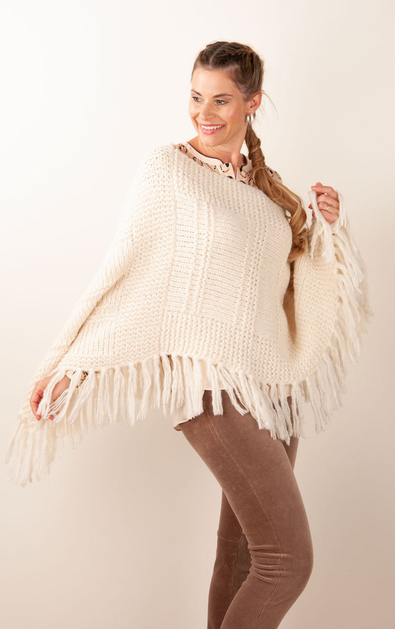 Poncho | Pullover Creme