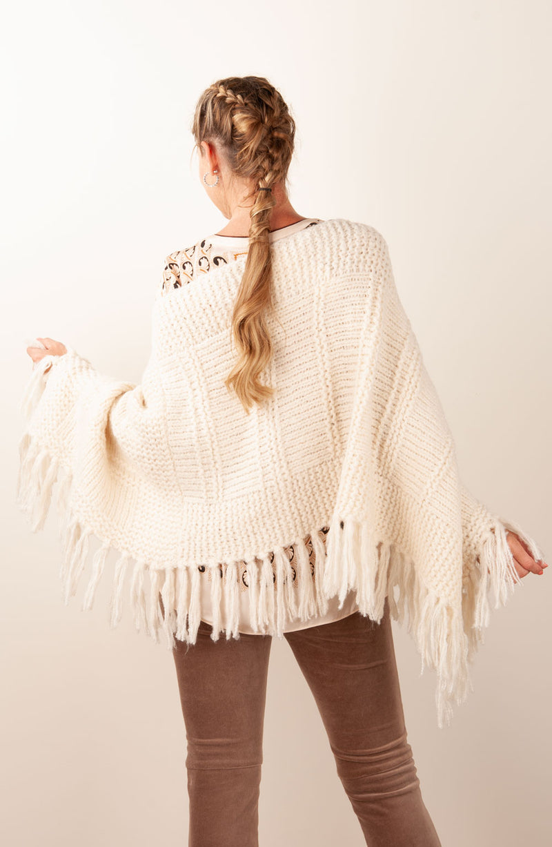 Poncho | Pullover Creme
