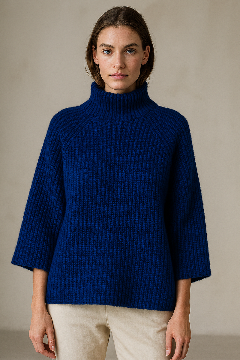 Kaschmir-Woll Pullover Blau