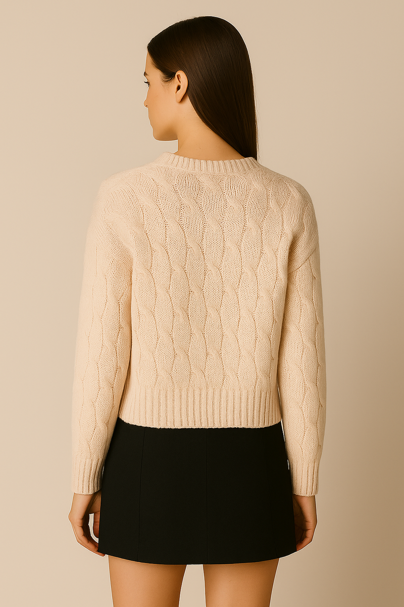 Pullover „Zopfstrick“ Rosa/Beige